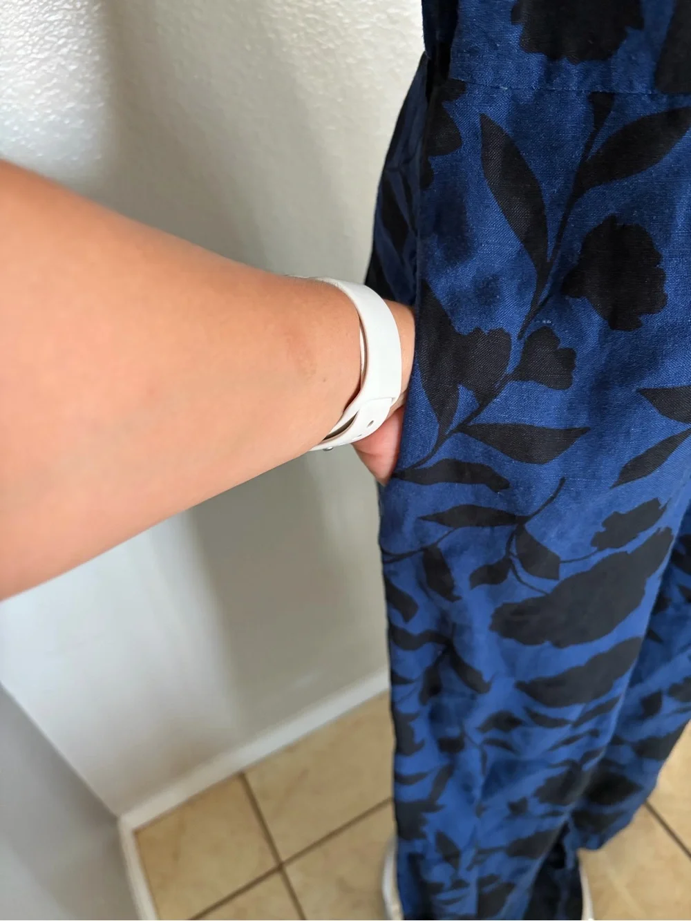 kate spade One-Shoulder Royal Blue and Black Floral Jumpsuit